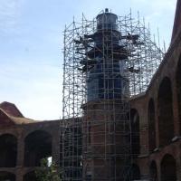Key Garden Light covered in scaffolding at Fort Jefferson