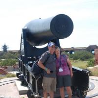 Ken and Nancy by the Big Gun (Cannon) at Fort Jefferson