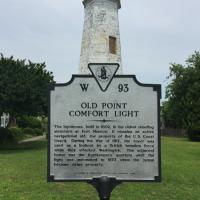 Old Point Comfort Lighthouse and sign