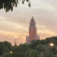 Clock Tower in Merida at sunset