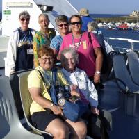 Ladies enjoying the great weather on the way to Belle Ile