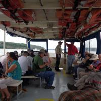 Group relaxing between lighthouses on our cruise