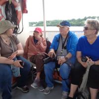 Serious lighthouse talk with Bruce, Mary and a couple of members who joined us for the cruise