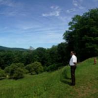 Thomas checking out the view of the property at the FDR home