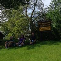 Jeff, Steve and Teri enjoying some shade on a hot day at Bluff Point Lighthouse