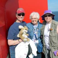 Mary Lee, Dianne & Leann (and Bosley) at the top of St Mathieu Lighthouse