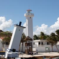 Old and New Puerto Moreles Lighthouses from the water